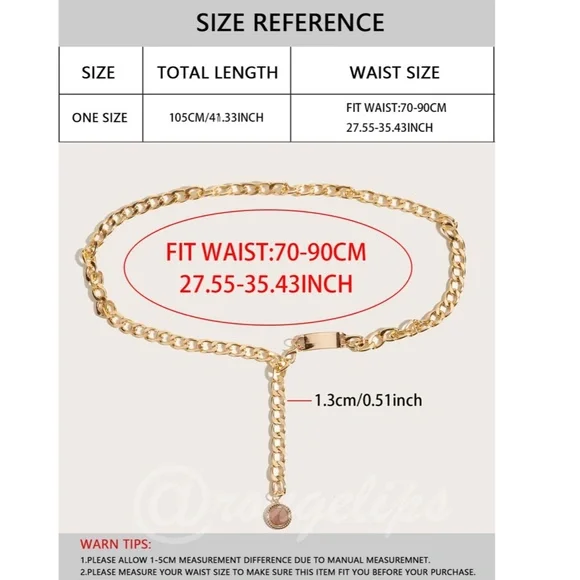 Gold Tone Chain Belt - Picture 5 of 6